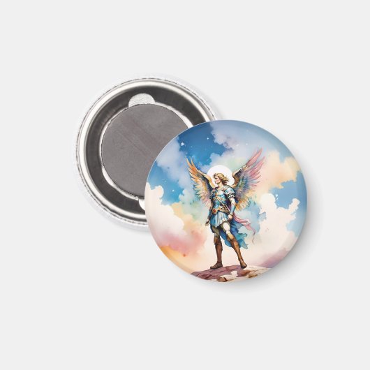 St Michael Archangel Rundmagnet Magnet (Vorderseite/Rückseite)