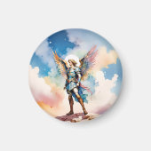 St Michael Archangel Rundmagnet Magnet (Vorne)