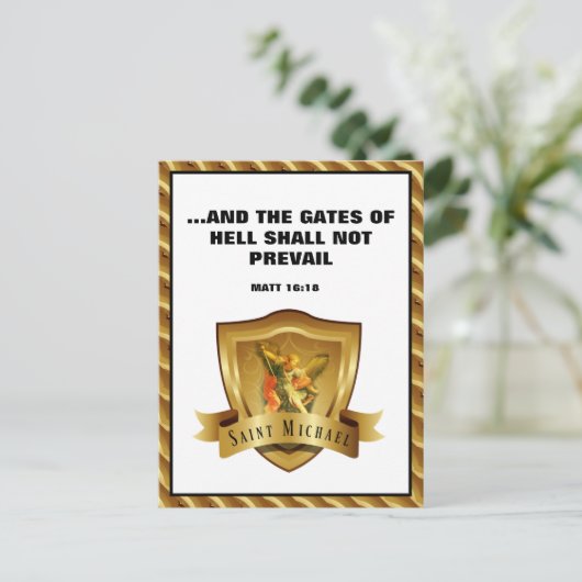St. MICHAEL ARCHANGEL SCRIPTURE BIBLE VERSE Postca Postkarte (Stehend Vorderseite)