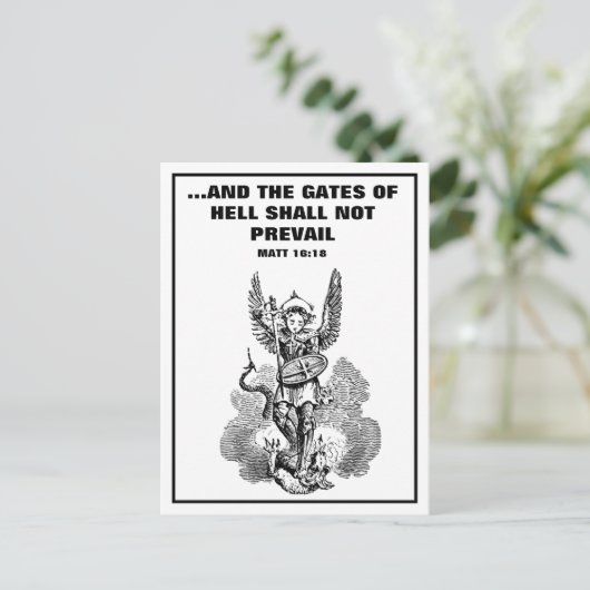 St. MICHAEL ARCHANGEL SCRIPTURE BIBLE VERSE Postkarte (Stehend Vorderseite)