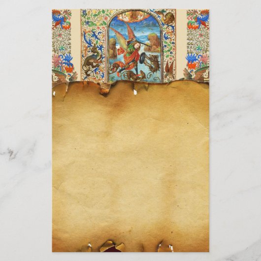 ST. MICHAEL ARCHANGEL UND DRAGON Flämische Miniatu Briefpapier (Vorderseite)