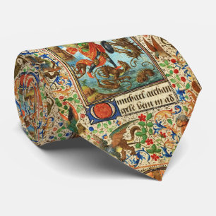 ST. MICHAEL ARCHANGEL UND DRAGON Flämische Miniatu Krawatte