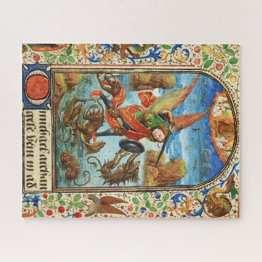 ST. MICHAEL ARCHANGEL UND DRAGON Flämische Miniatu Puzzle (Horizontal)