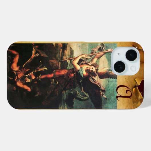 St MICHAEL ARCHANGEL VANGUISHING SATAN Monogram Case-Mate iPhone Hülle (Rückseite (Horizontal))
