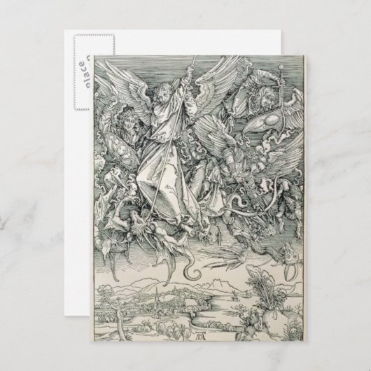 St. Michael Battling mit dem Drachen Postkarte (Vorne/Hinten)