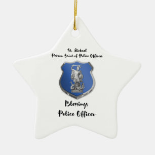 St. Michael Blessings zum neuen Polizeibeamten Keramik Ornament