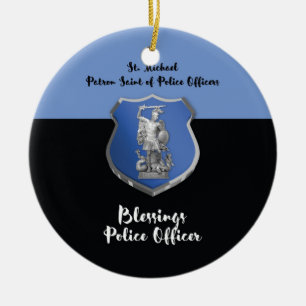St. Michael Blessings zum neuen Polizeibeamten Keramikornament