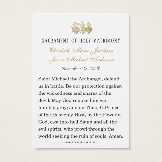 St. Michael Catholic Wedding Prayer Cards (Rückseite)