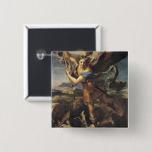 St Michael, das den Dämon, 1518 überwältigt Button (Vorne & Hinten)