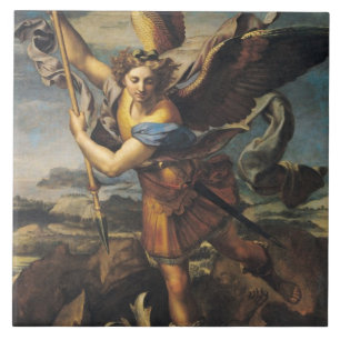 St Michael, das den Dämon, 1518 überwältigt Fliese