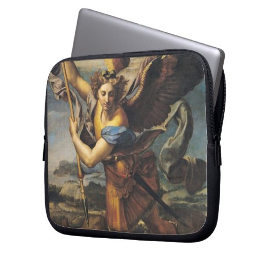 St Michael, das den Dämon, 1518 überwältigt Laptopschutzhülle (Vorderseite Links)