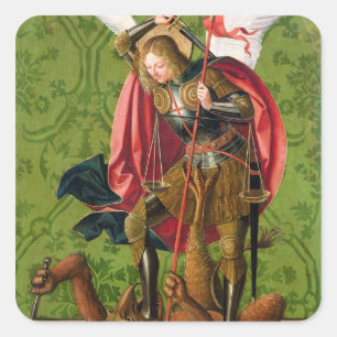 St Michael, das den Drachen tötet Quadratischer Aufkleber