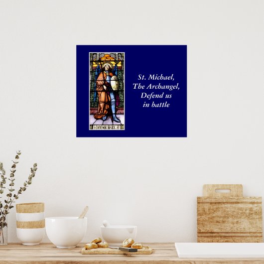 St. Michael Das Erzengelenkefenster Poster (Küche)