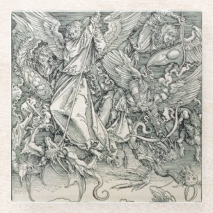 St Michael, das mit dem Drachen kämpft Glasuntersetzer