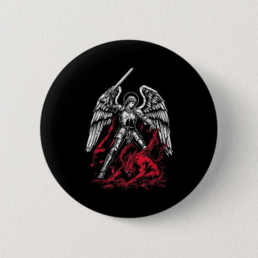 St. Michael der Erzengel besiegt Satan Katholisch  Button (Vorderseite)