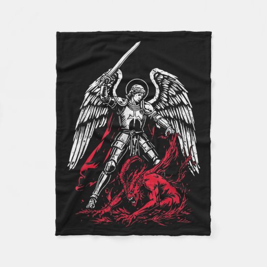 St. Michael der Erzengel besiegt Satan Katholisch  Fleecedecke (Vorderseite)