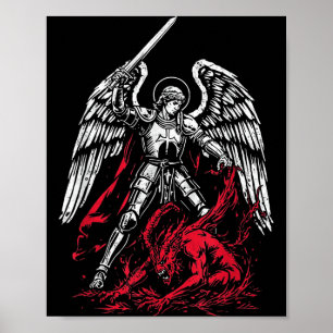St. Michael der Erzengel besiegt Satan Katholisch  Poster