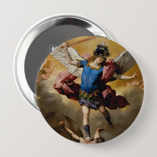 St. Michael, der Erzengel Button (Vorne & Hinten)