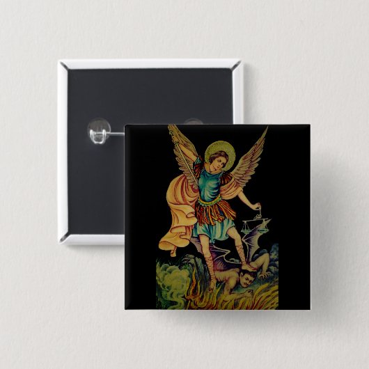 St Michael der Erzengel Button (Vorne & Hinten)