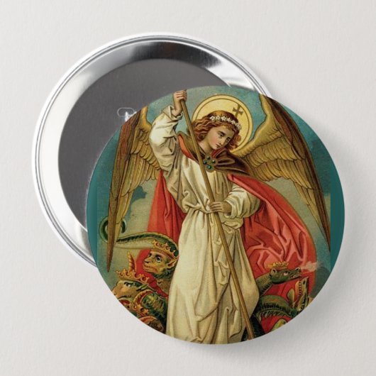 St Michael der Erzengel Button (Vorne & Hinten)