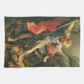 St Michael der Erzengel, der den Teufel besiegt Geschirrtuch (Horizontal)