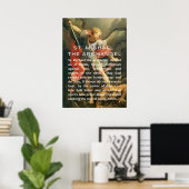 St. Michael der Erzengel Gebet mit weißem Text Poster (Heimbüro)