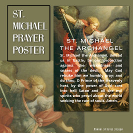 St. Michael der Erzengel Gebet mit weißem Text Poster