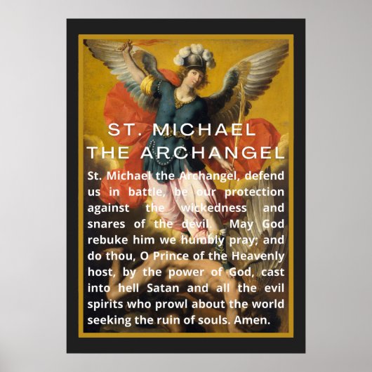 St. Michael der Erzengel Gebet mit weißem Text Poster (Vorne)