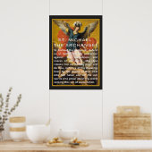 St. Michael der Erzengel Gebet mit weißem Text Poster (Küche)