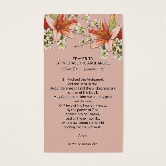 St. Michael der Erzengel Gebetskarte (Vorderseite)