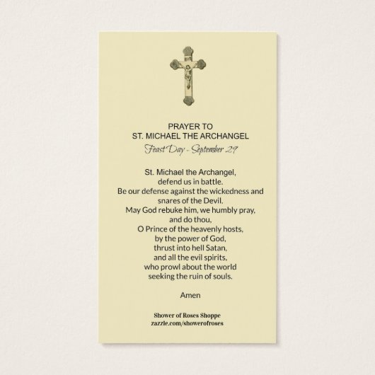 St. Michael der Erzengel Gebetskarte (Rückseite)