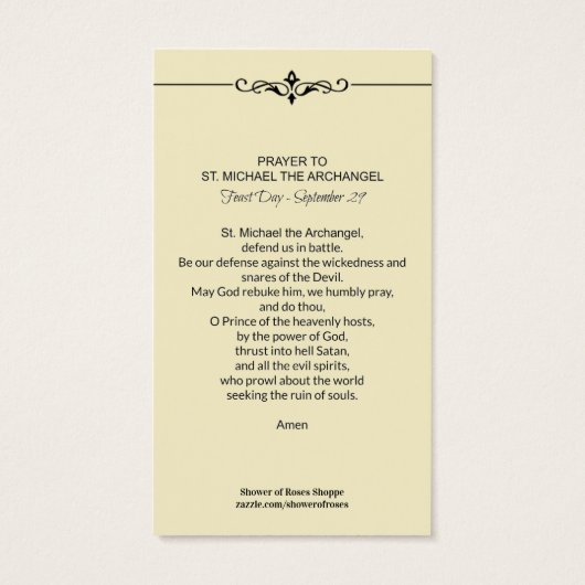St. Michael der Erzengel Gebetskarte (Rückseite)