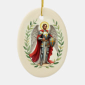 St. Michael, der Erzengel Gottes Frieden und Segnu Keramik Ornament (Vorne)