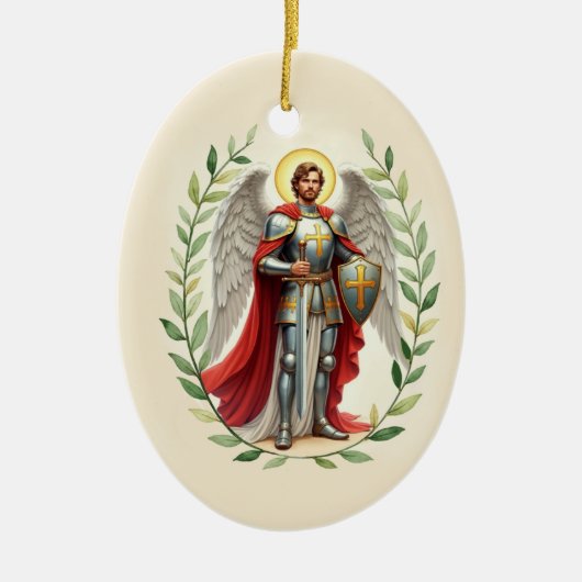 St. Michael, der Erzengel Gottes Frieden und Segnu Keramik Ornament (Vorne)