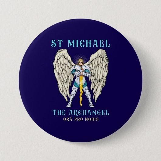 St. Michael der Erzengel katholischer Gebetsbutton Button (Vorderseite)