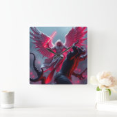 St. Michael der Erzengel legt die Drachenmauer Cl Quadratische Wanduhr (Zuhause)