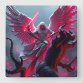 St. Michael der Erzengel legt die Drachenmauer Cl Quadratische Wanduhr (Vorderseite)