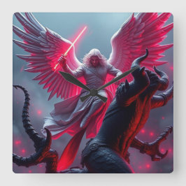 St. Michael der Erzengel legt die Drachenmauer Cl Quadratische Wanduhr