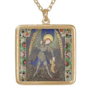 St Michael der Erzengel mit Teufel Vergoldete Kette