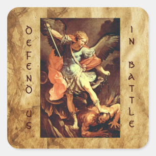 St Michael der Erzengel Quadratischer Aufkleber