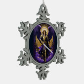 St. Michael der Erzengel römisch-katholisch Schneeflocken Zinn-Ornament (Links)