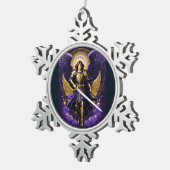 St. Michael der Erzengel römisch-katholisch Schneeflocken Zinn-Ornament (Rechts)