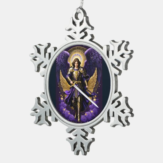 St. Michael der Erzengel römisch-katholisch Schneeflocken Zinn-Ornament (Rechts)