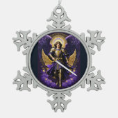 St. Michael der Erzengel römisch-katholisch Schneeflocken Zinn-Ornament (Vorderseite)
