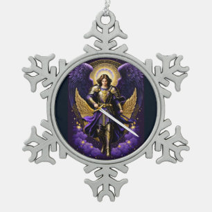 St. Michael der Erzengel römisch-katholisch Schneeflocken Zinn-Ornament