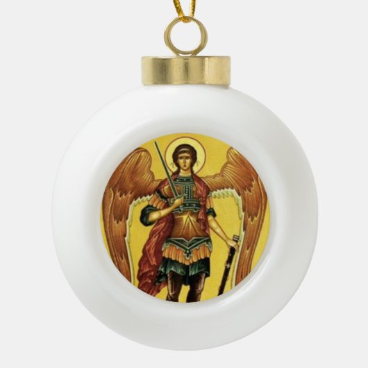 St. Michael der Erzengel Russisches Symbol Keramik Kugel-Ornament (Vorderseite)