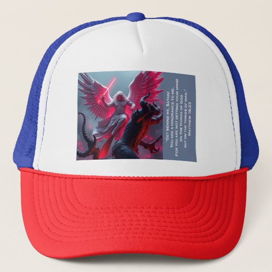 St. Michael der Erzengel Slays Satan Trucker Hat Truckerkappe (Vorderseite)