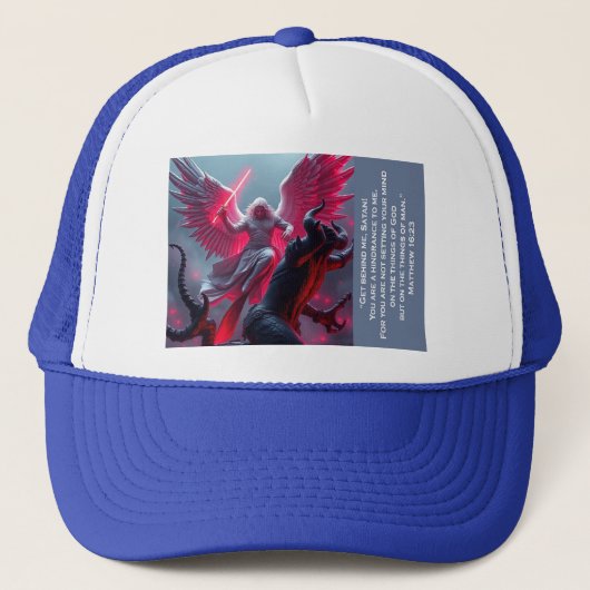 St. Michael der Erzengel Slays Satan Trucker Hat Truckerkappe (Vorderseite)
