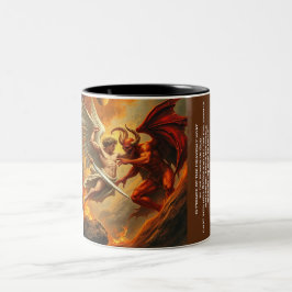 St. Michael der Erzengel Slays Satan zweifarbige T Tasse