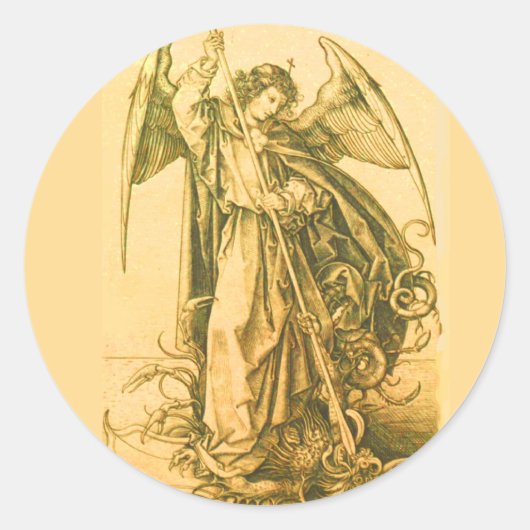 St. MIchael der Erzengel Slegende Satan Runder Aufkleber (Vorderseite)
